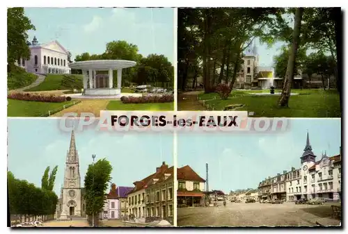 Cartes postales Forges les Eaux Station Thermale Le Casino le parc de l'Hotel de Ville l'Eglise place Breviere e