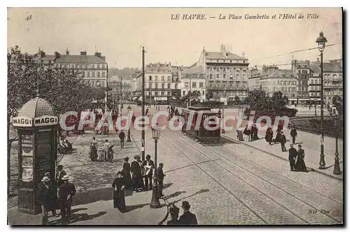 Cartes postales Le Havre La Place Gambetta et l'Hotel de Ville