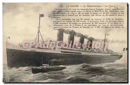 Cartes postales Le Havre Le Transatlantique La France