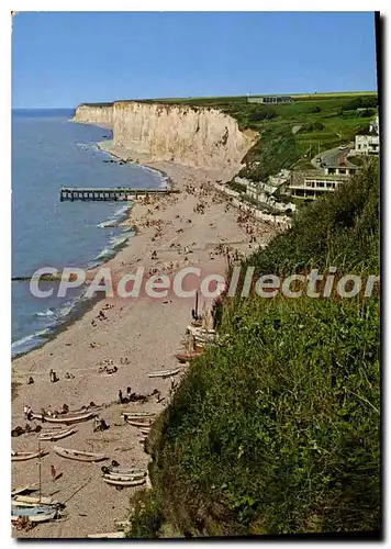 Cartes postales moderne La Cote Normande Veules les Roses Seine Mme La Plage et les Falaises d'Amont