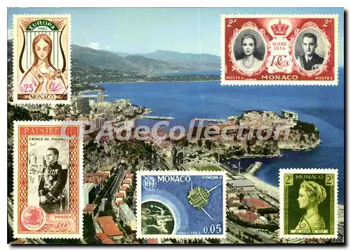 Cartes postales La Principaute de Monaco Vue generale de Monaco et Monte Carlo au fond le Cap Martin et l'Italie