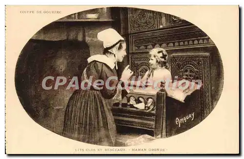 Cartes postales Lits Clos et Berceaux Maman Gronde coiffe de Gouezec