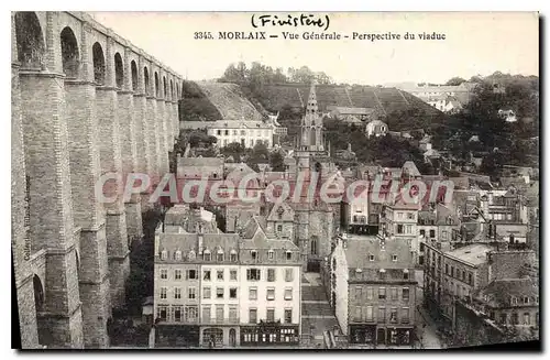 Ansichtskarte AK Morlaix Finistere Vue generale Perspective du Viaduc