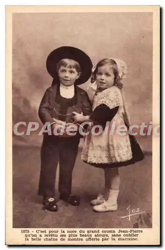 Cartes postales chaine de montre couple enfants bretons