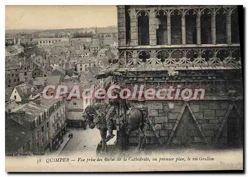 Ansichtskarte AK Quimper Vue prise des fleches de la Cathedrale roi Grallon