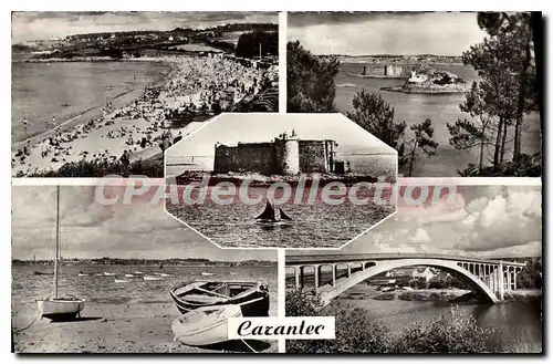 Cartes postales Carantec La Plage ch�teau du taureau port pont de la corde