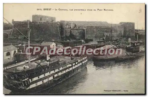 Cartes postales Brest le chateau vue d'ensemble prise du pont National