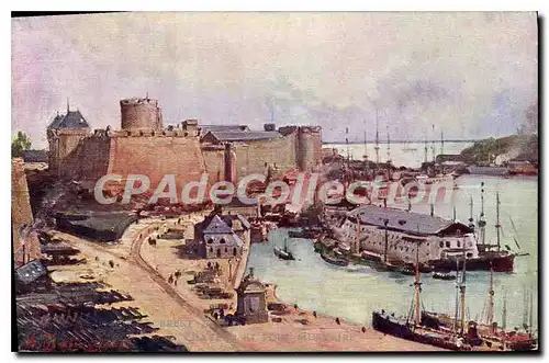 Ansichtskarte AK Brest chateau et port Militaire par Eug�ne Bourgeois