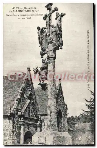 Cartes postales Calvaires de Bretagne Calvaire de lannedern Saint Edern est represent� � cheval sur son Cerf