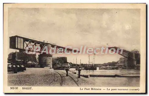 Cartes postales Brest le port Militaire le pont Tournaut ouvert