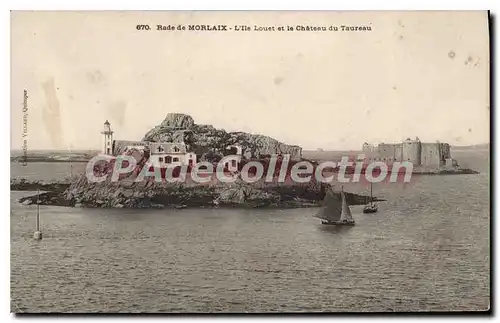 Cartes postales Rade de Morlaix l'Ile et le chateau du Taureau