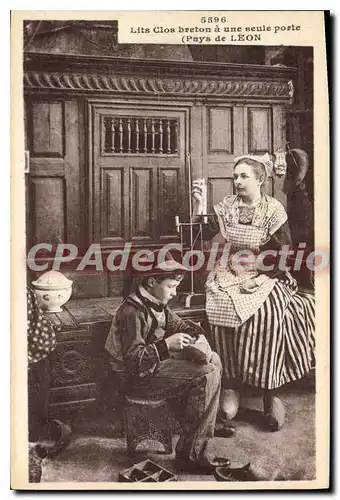 Cartes postales Lits Clos Breton � une seule porte Pays de Leon