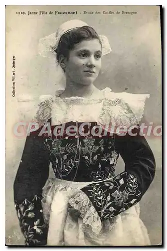 Cartes postales jeune Fille de Fouesnant Etude des Coiffes de Bretagne