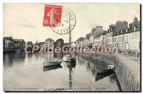 Cartes postales Landerneau vue sur le port et le Quai de Cornouaille