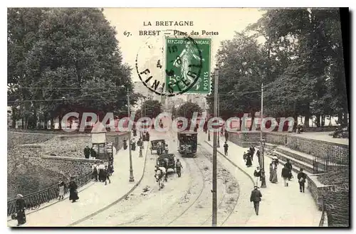 Cartes postales La Bretagne Brest Place des portes
