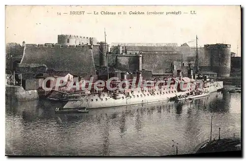 Cartes postales Brest le chateau et le Guichen croiseur Prot�g�