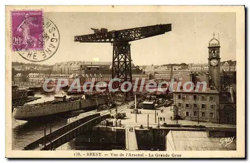 Cartes postales Brest vue de l'Arsenal la grande Grue