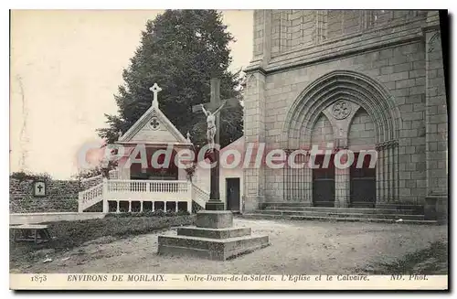 Cartes postales Environs de Morlaix Notre dame de la Salette l'eglise et le Calvaire