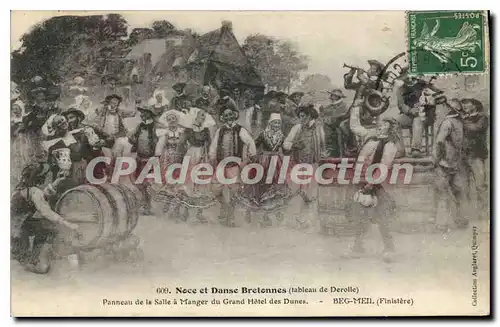 Cartes postales Noce et Danse Bretonnes tableau de derolle panneau de la salle � manger du grand hotel des Dunes