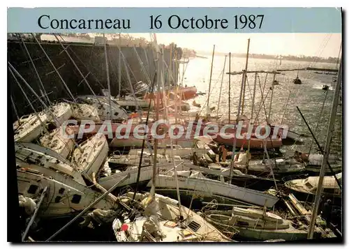 Moderne Karte Concarneau Finistere Ouragan dans la nuit du 15 au 16 Octobre 1987 destruction du port de plais