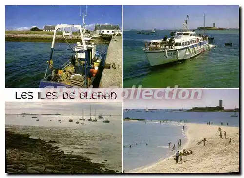 Cartes postales moderne Les Iles de Glenan Finistere Debarquement sur l'Ile St Nicolas et la plage face au Fort Cigogne