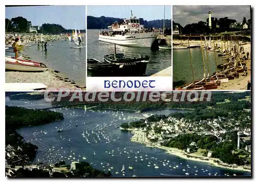 Moderne Karte Benodet la grande plage le port le centre nautique et l'embouchure de l'Odet