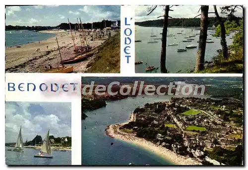 Moderne Karte Benodet Finistere l'Odet la plage principale la Pointe de Penfould et la passe