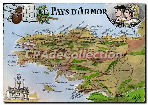 Cartes postales Pays d'Armor carte touristique