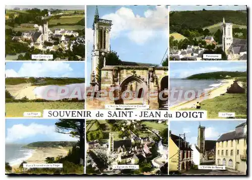 Cartes postales Souvenir de Saint Jean du Doigt la plage l'Arc de triomphe et le Clocher la Plage vue d'ensemble