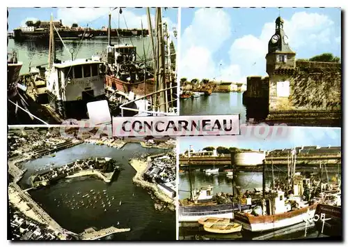 Cartes postales Concarneau Finistere Sud le port et la ville Close le Donjon et l'entree de la ville Close vue a