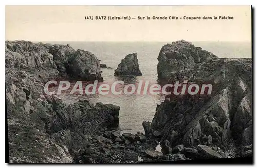 Cartes postales Batz sur Mer Loire Inf Sur la Grande Cote Coupure dans la Falaise