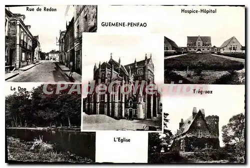 Cartes postales Guemene Penfao �glise rue de redon hospice hopital Tr�groaz