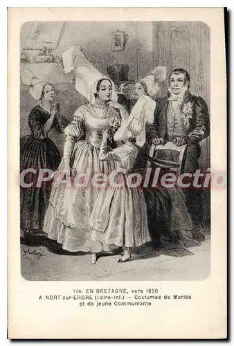 Ansichtskarte AK En bretagne vers 1850 � Nort sur Erdre Loire Inf Costumes de Mari�s et de Jeune Communiante