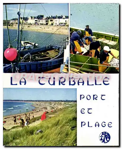 Moderne Karte La Turballe le port de peche le port de plaisance et la plage