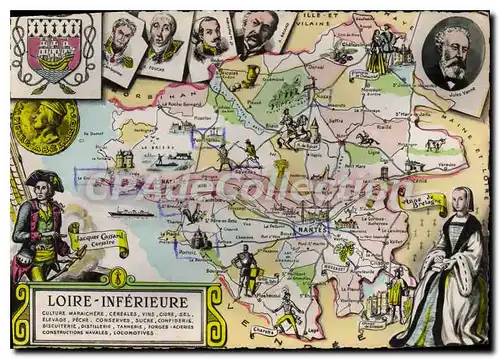Cartes postales moderne Loire Inferieure carte touristique vin cidre conserve confiserie biscuiterie distillerie tanner
