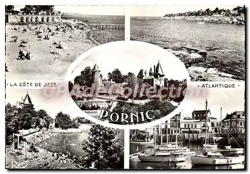 Moderne Karte Pornic Loire Atlantique la plage la pointe de la Noeveillard le chateau la plage de la Noeveill