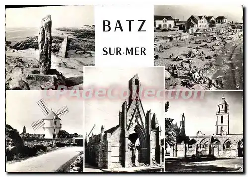 Cartes postales moderne Batz sur Mer chapelle du Murier Menhir de Pierre Longue Plage Saint Michel le Moulin chapelle d