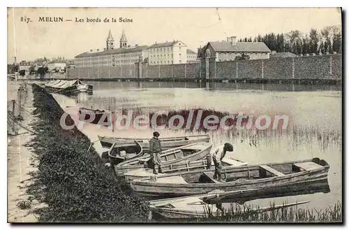 Cartes postales Melun Les Bords de la Seine enfants barques