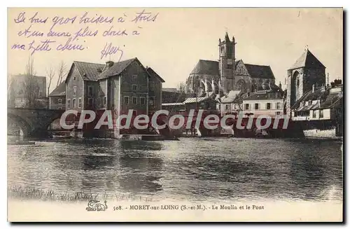 Cartes postales Moret sur Loing S et M Le moulin et le pont