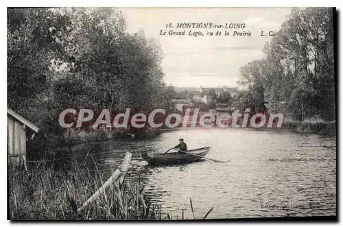 Ansichtskarte AK Montigny sur Loing Le Grand Logis vu de la Prairie barque rivi�re