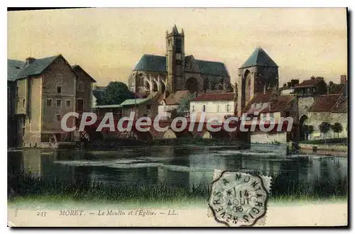 Cartes postales Moret Le Moulin et l'Eglise  pont