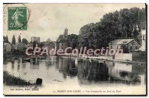 Cartes postales Moret sur Loing Vue d'ensemble en Aval du Pont