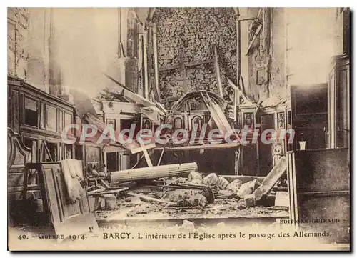 Cartes postales Barcy L'Interieur de l'Eglise apres le passage des Allemands