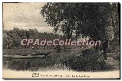 Cartes postales Moret sur Loing S et M Les bords du loing barque promeneurs