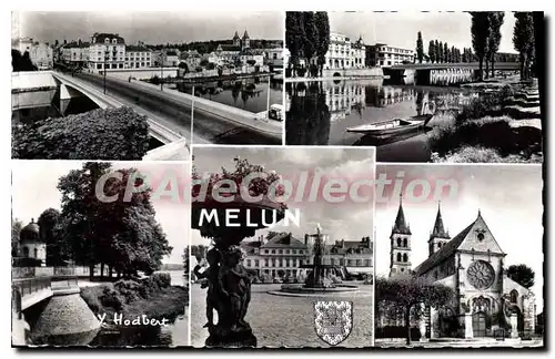 Ansichtskarte AK Melun S et M Le Pont du General Leclerc La promenade de Vaux a l'embouchure de l'Amont La place