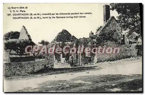 Cartes postales La Guerre  1914-1945 Courtacon S et M incendi� par allemands