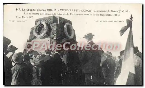 Cartes postales Le Grande Guerre 1914-1915 Victoire de l'Ourcq monument barcy