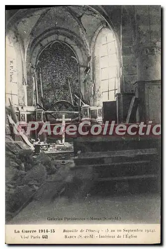 Ansichtskarte AK La Guerre Bataille de L'Ourcq 15 au 10 septembre 1914 Barcy (S et M) Interieur de l'Eglise