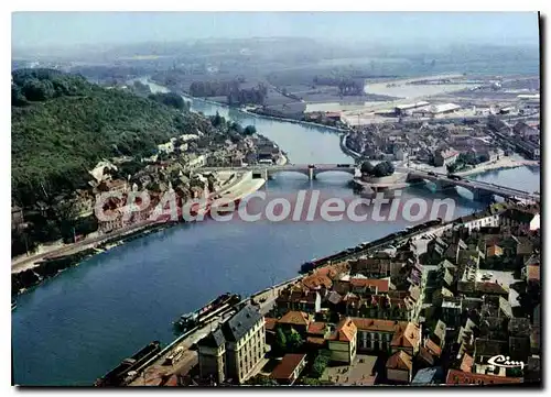 Moderne Karte Montereau Vue generale aerienne Confluent de l'Yonne et de la Seine