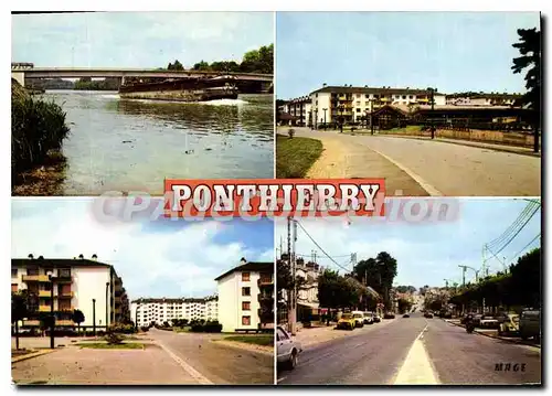 Moderne Karte Ponthierry (Seine et Marne) Le Pont Le Marche Cite du Moulin Clair L Nationale 7